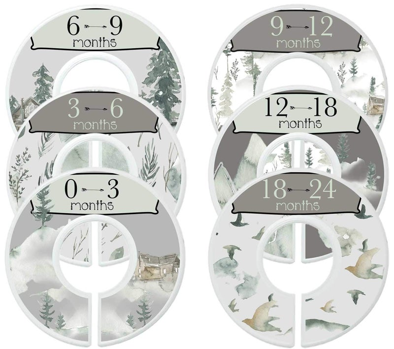 Mumsy Goose Baby Boy Clothes Dividers Nursery Closet Dividers Rustic Mountains - Image 1